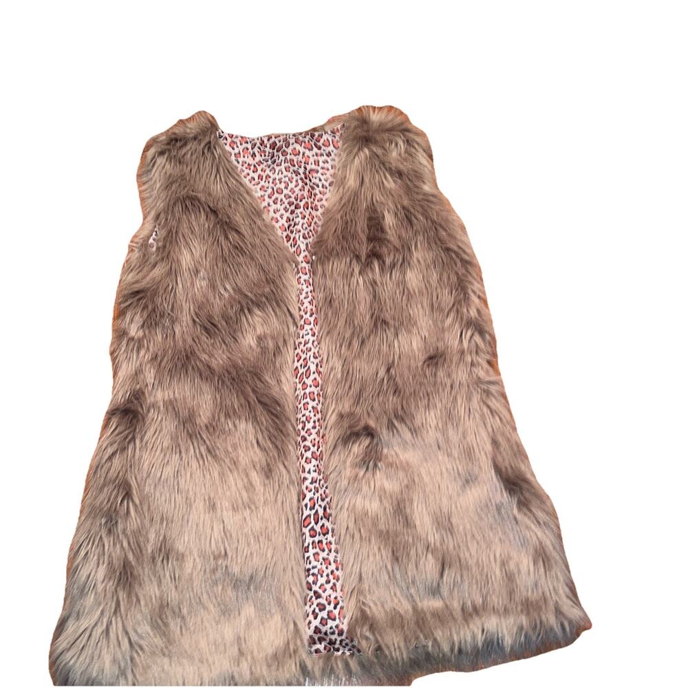 Womens Boho Faux Fur Vest Size XXL Hippie Retro Festival